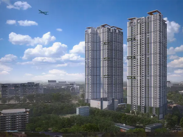 Elegant-facade-of-The-Olympus-premium-apartments-in-Financial District,-Hyderabad